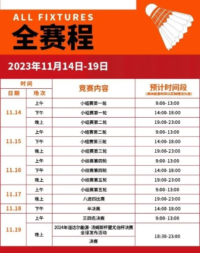 2023年羽毛球亚洲团体锦标赛赛程一览